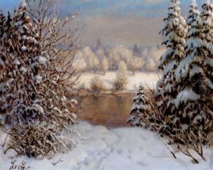 Sunrise Over A Snowy Landscape by Petr Ivanovich Lvov