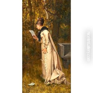 Woman Reading In The Garden by Theophile Lybaert