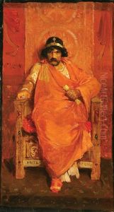 A King Seated On His Throne (study) by Theophile Lybaert