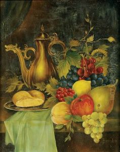 Still Life With Teapot And Fruit And Still Life With Urn And Fruit--a Pair Of Paintings
