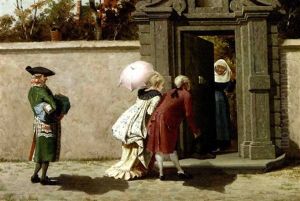 Visiting The Monastery by Theophile Lybaert