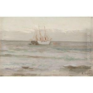Ship Off The Coast by Albert Lynch