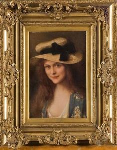Portrait De Jeune Fille Au Chapeau De Paille by Albert Lynch