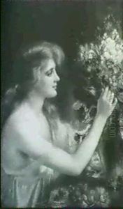 Young Lady Preparing A Vase Of Flowers