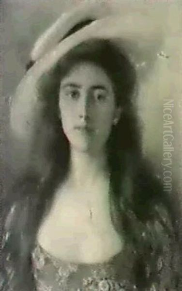Young Beauty In A Straw Hat - view 1