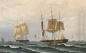 Soestykke, Motivet Taget Af Sundet. Seascape. Motif From Oresund by Lauritz Rasmus Lyngbye