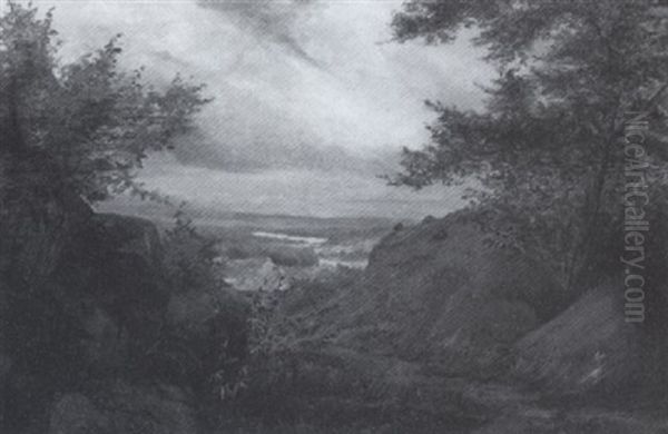 Autumn Landscape With Tents In A Valley - view 1