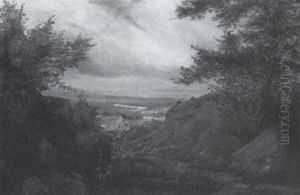 Autumn Landscape With Tents In A Valley by Washington Frank Lynn