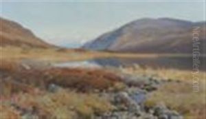 Highland Scene With Sheep Grazing Beside A Pool by John Howard Lyon