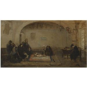 Interior With Figures by Nikiforos Lytras