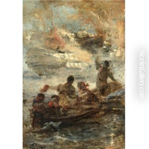 The Sinking Of The Turkish Flagship By Kanaris by Nikiforos Lytras