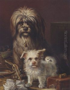 Tre Hunde I Et Interior by Niels Aagaard Lytzen