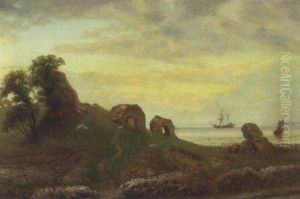 Klippekystparti, I Baggrunden Sejlskibe by Niels Aagaard Lytzen