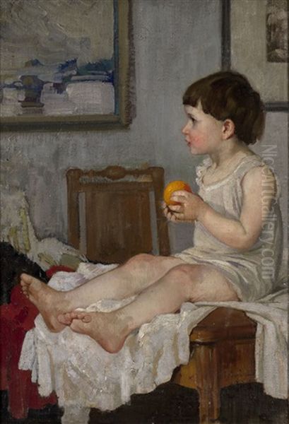 Portrait Of A Child With An Orange - view 1