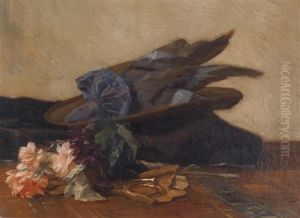 Stillleben Mit Hut Und Rosen by Marinus Van Der Maarel
