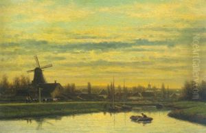 Hollandische Landschaft Mit Muhle by Jacob Jan van der Maaten