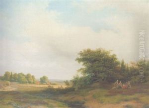 Summer Landcsape With Peasants Resting At The Edge Of A Wood