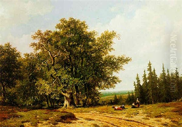 Cowherds In An Extensive Landscape - view 1