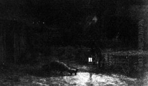 Shepherd With Sheep By Moonlight by Henry Macbeth-Raeburn