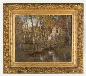Woodland Scene With Stream by William Macbride