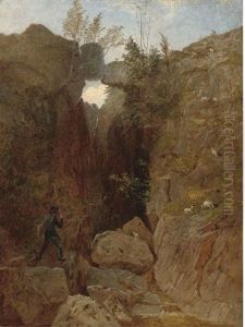 The Artist Crossing A Ravine
