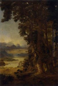 A Distant View Of Bassenthwait Lake, Cumberland, At The Edge Of The Forest by Andrew MacCallum