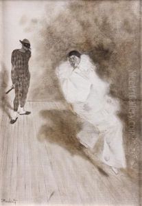 Le Supreme Effort Et Pierrot Est Pere (pair) by Serafino Macchiati