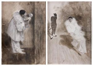 Le Supreme Effort Pierrot Est Pere (pair) by Serafino Macchiati