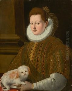 Portrait Of A Noblewoman With A Small Dog