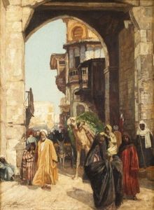 Rue Animee Au Caire by Georg Macco