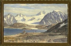 Arktische Landschaft Mit Blick Auf Den Nansengletscher In Spitzbergen by Georg Macco