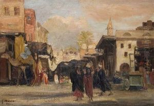 On The Bazaar In Cairo by Georg Macco