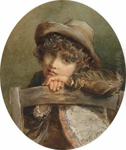 Portrait Of An Italian Boy On Chair by Cecilia Melanie Beresford