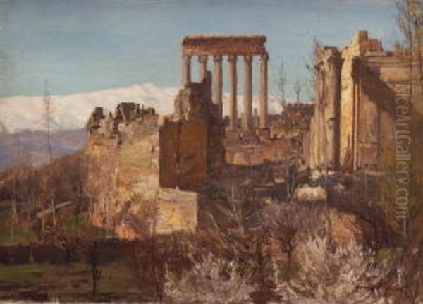 Die Ruinen Von Baalbeck, Im Hintergrund Das Libanongebirge - view 1