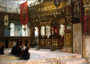 Eastern Orthodox Chuch Interior by Georg Macco