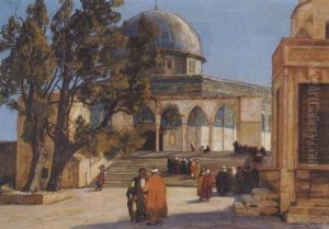 Parti Fra Jerusalem Med Udsigt Mod Omar-moskeen by Georg Macco