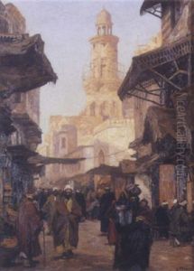 Rue Animee Au Caire by Georg Macco