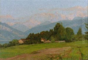 Landschaft Mit Gluhender Alpenkette by Georg Macco
