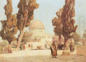 View Of The Omar Mosque, Jerusalem by Georg Macco