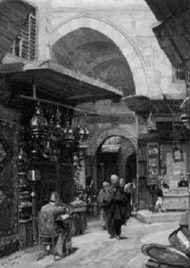 Strasenszene Im Basar Von Kairo by Georg Macco