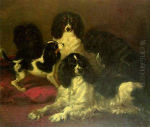 A Group Of Toy Spaniels by Daniel MacDonald
