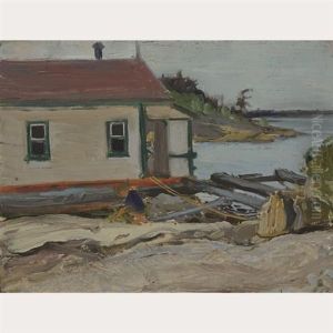 Houseboat At Split Rock Island, Georgian Bay by James Edward Hervey MacDonald