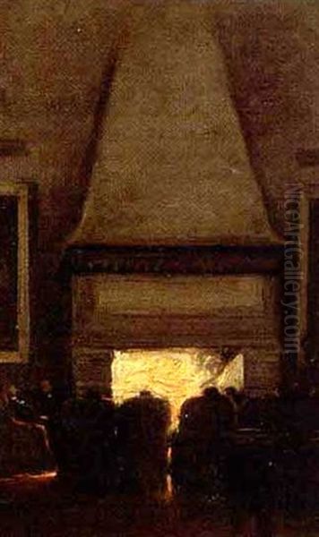 'arts & Letters' Club Members Seated By The Fire - view 1