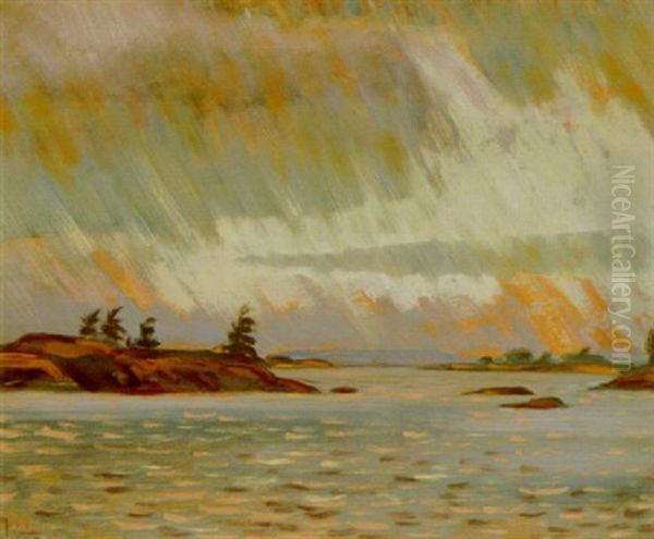 Rain, Georgian Bay - view 1