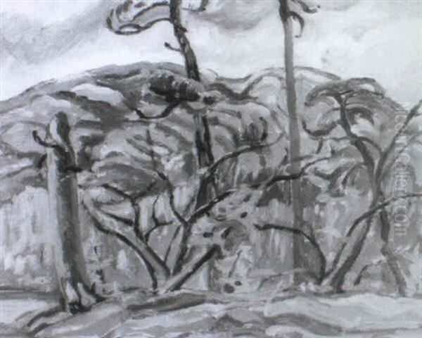 Larches, Mountain Lake - view 1