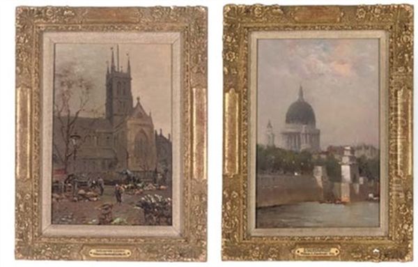 A Summer's Afternoon On The Embankment, St. Paul's Cathedral In The Distance (+ 2 Others; 3 Works) - view 1