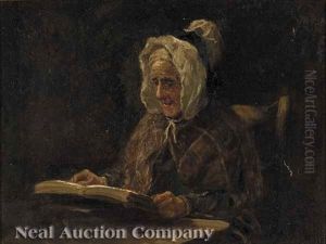 Portrait Of An Elderly Woman Reading by Norman M. Macdougall