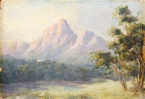 Park Scene With Mountains In The Distance (+ 2 Others; 3 Works) by Edward Clark Churchill Mace