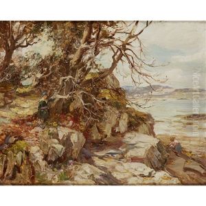 Children By The Beach, Solway Firth by William Stewart MacGeorge