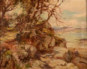 Children On Coastal Rocks Near Kirkcudbright
